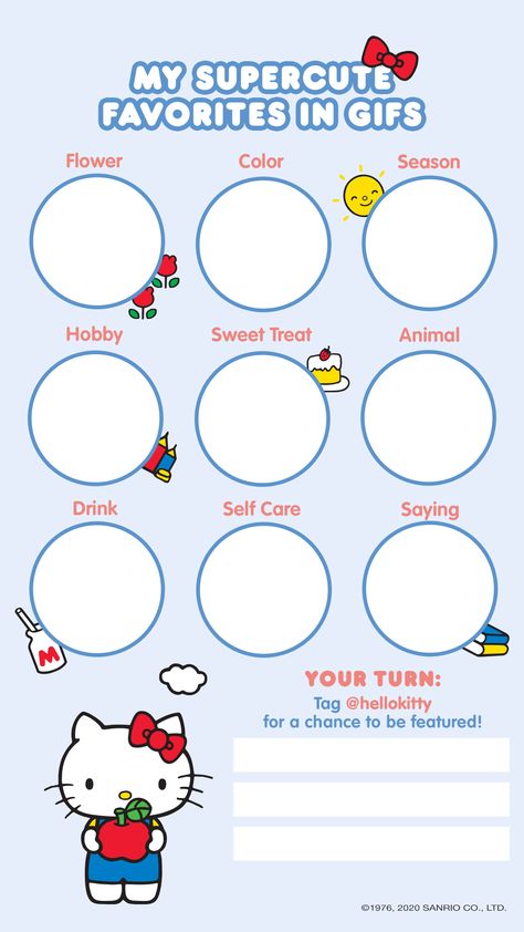 Save, fill out, and share this #HelloKitty template to your stories! Make sure to tag @hellokitty for a chance to be featured. All About Me Template Sanrio, Templates To Fill Out, Fill Out Templates, Cute About Me Template, Templates Instagram Stories, About Me Template, Gifs Instagram, Note Writing Paper, Hello Kitty Crafts