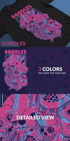 Doodles T-Shirt Design Template AI, EPS #unlimiteddownloads Tshirt Illustration Draw, Doodle On Clothes, Screenprint Tshirt Design, Colorful Tshirt Design, Doodle Tshirt Design, Street Tshirt Design, Cool Tshirt Print, Screenprinting Ideas T Shirts Design, Merch Tshirt Design