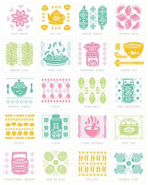 Taste of Baba and Nyonya on Behance Nyonya Pattern, Peranakan Pattern, Peranakan Art, Nyonya Design, Peranakan Design, Peranakan Wedding, Peranakan Culture, Malaysia Design, Peranakan Food