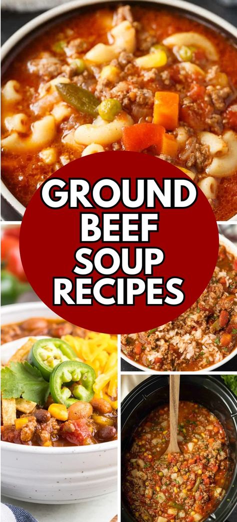 Looking for a comforting and hearty meal that’s easy to make? Ground beef soups are perfect for cozy nights, offering a variety of flavors that everyone will love. Whether you’re craving a spicy taco soup, a savory ground beef soup with pasta, or a hearty ground beef soup with cabbage, we’ve got a delicious selection of recipes to satisfy your taste buds. Dive into these flavorful soups that are perfect for any season, and discover your new favorite ground beef soup recipe today! Ground Beef Soups, Soup Recipes With Ground Beef, Soup With Cabbage, Ground Beef Soup, Recipes Using Hamburger, Beef Soups, Soup With Pasta, Recipes With Ground Beef, Beef Soup Recipes