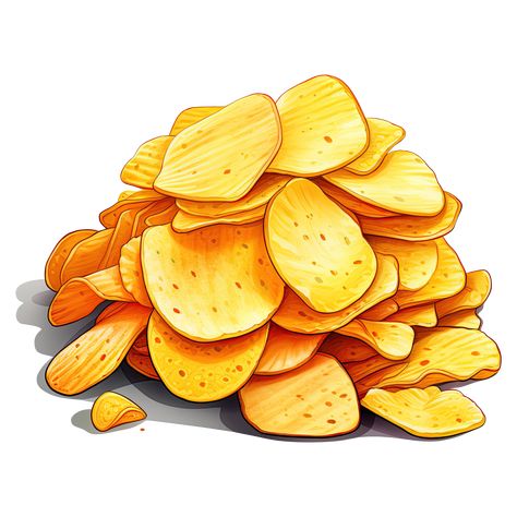 Banana Chips Illustration, Chips Animation, Chips Cartoon, Snack Cartoon, Chips Illustration, Snack Clipart, Snack Illustration, Squash Chips, Fried Potato Chips