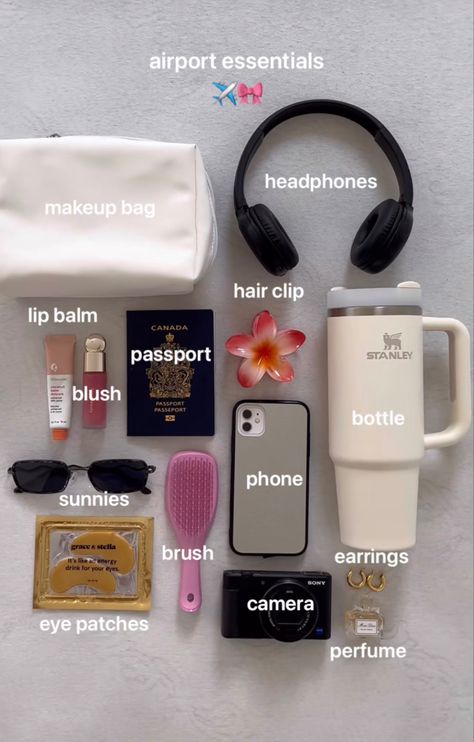 What Is In My Travel Bag, Packing For A Month Trip Summer, Long Trip Essentials, Holiday Bags Summer, Travel Bag List, Travel Aesthetic Essentials, Trip Bag Packing Lists, What To Take When Traveling, Aesthetic Travel Packing