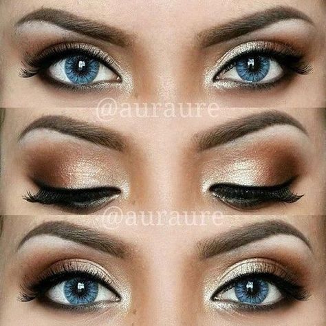 How to Rock Makeup For Blue Eyes - Easy Makeup Tutorials & Ideas #weddingmakeup Daily Eye Makeup, Neutral Smokey Eye, Rock Makeup, Makeup Cantik, Wedding Hairstyles And Makeup, Pretty Eye Makeup, Makeup Tip, Makeup Pengantin, Make Up Inspiration