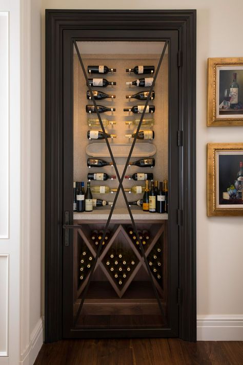 Wine Closet Conversion, Wine Closet Door, Wine Rack Utility Room, Wine Cellar Room Ideas, Home Wine Display, Dining Room Wine Cellar, Wine Room Ideas In House Small, Closet Wine Storage, Closet To Wine Cellar