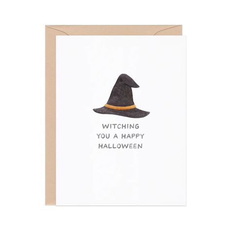 This greeting card features a Halloween-inspired pun, paired with a simple, spooky watercolor illustration. Great for: Halloween, fall, autumn. All Amy Zhang products are hand-painted, designed, and packaged in-house in New Hampshire. Cards are printed in New England on locally-sourced paper. Single folded greeting card (blank inside) Card measures 4.25" x 5.5" (A2 size) Matching envelope included Card and envelope are packaged in open top clear sleeve Made in the USA Cute Halloween Cards Diy, Halloween Diy Cards, Halloween Watercolor Cards, Halloween Cards Ideas, Halloween Cards Handmade Ideas, Homemade Halloween Cards, Halloween Birthday Cards, Simple Halloween Paintings, Halloween Watercolor Illustration