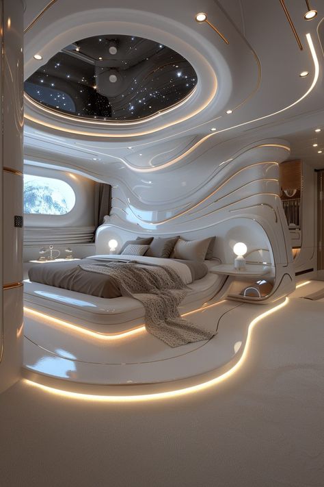 29 Bedroom Ideas for Couples to Create a Romantic Retreat 20 Futuristic Home Interior Master Bedrooms, Bed Making Ideas Style Modern, Bedroom Futuristic, Couple Bedrooms, Futuristic Bedroom Design, Sci Fi Bedroom, Futuristic Bedroom Ideas, Futuristic Bed, Futuristic Rooms