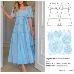 Maxi Dress Pdf Sewing Pattern, Teen Dress Pattern, How To Make A Tiered Dress, Tiered Maxi Dress Sewing Pattern, Diy Modest Dress, Long Dress Sewing Pattern Free, Tiered Dress Sewing Pattern, Modest Dress Sewing Patterns, Free Maxi Dress Pattern