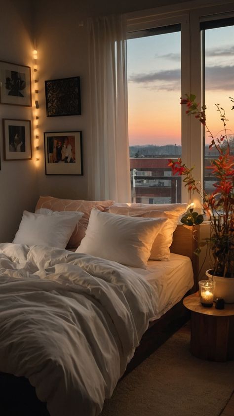 Transform your bedroom into a serene escape with these relaxing bedroom decor ideas Discover dreamy room inspiration incorporating calming colors modern zen concepts cozy decor ideas and dark design elements Get inspired to create your peaceful oasis Homey Rooms Cozy Bedroom, Double Window Bedroom, Calm Bedroom Aesthetic, Low Bed Ideas Cozy Bedroom, Low Bed Ideas, Relaxing Bedroom Decor, Cozy Decor Ideas, Calm Room, Bed In Corner