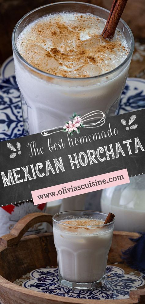 Agua Horchata, Horchata Recipe Mexican, How To Make Horchata, Mexican Horchata, Mexican Hot Chocolate Recipe, Homemade Horchata, Vegan Bites, Horchata Recipe, Homemade Mexican