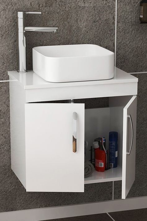 Bathroom Sink Vanity Unit, Small Basin Cabinet, Under Basin Cabinet, Wash Basin Ideas Small Spaces, Washing Basin Ideas, Small Basin Ideas, Small Bathroom Vanity Designs, Vanity Ideas Bathroom Modern, Toilet Vanity Design