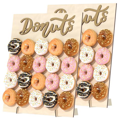 Bagel Donut, Donut Rack, Donuts Stand, Donut Station, Donut Grow Up Party, Donut Board, Donut Stand, Grown Up Parties, Wall Stand