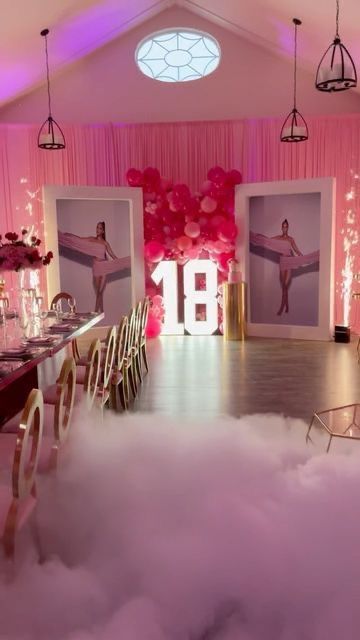 18th Ideas Party, Pink Friday Party, Sweet 18th Birthday Ideas Decoration, Big 18th Birthday Party Ideas, Birthday Day Party Ideas, 18th Birthday Party Outfits, All Pink Birthday Party Ideas, Sweet 16 Color Theme Ideas, Party Ideas For 18th Birthday