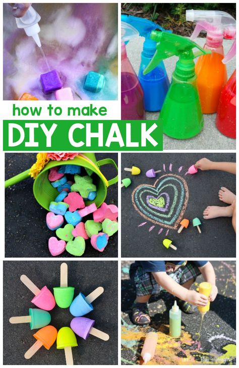 13 Ways To Make DIY Chalk for outdoor fun this Summer! Art Recipes, Craft Recipes, Homemade Chalk, Imagination Tree, Diy Chalk, Kids At Home, Art And Crafts, Outdoor Activities For Kids, Kid Activities