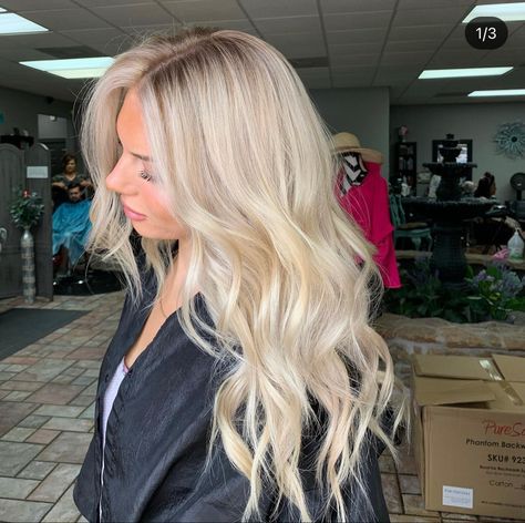 Blonde With A Root Tap, Blond Shadow Root Money Piece, Pure Diamond Blonde Hair, Bright Butter Blonde Hair, Bright Blonde Highlights On Blonde Hair, Bright Blonde Hair With Money Piece, Dream Hair Blonde, Blonde Ashy Hair, Yellow Blonde Highlights