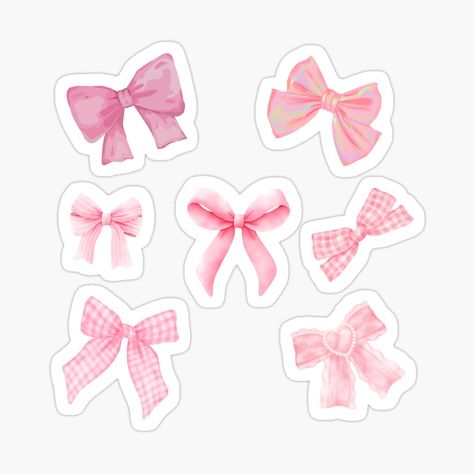 Get my art printed on awesome products. Support me at Redbubble #RBandME: https://www.redbubble.com/i/sticker/Pink-bow-coquette-ribbon-by-touchofbasic/164985731.EJUG5?asc=u Bow Stickers Aesthetic, Ribbon Sticker Printable, Ribbons Coquette, Coquette Stickers, Ide Scrapbook, Ribbon Sticker, Coquette Ribbon, Sticker Design Inspiration, Preppy Stickers