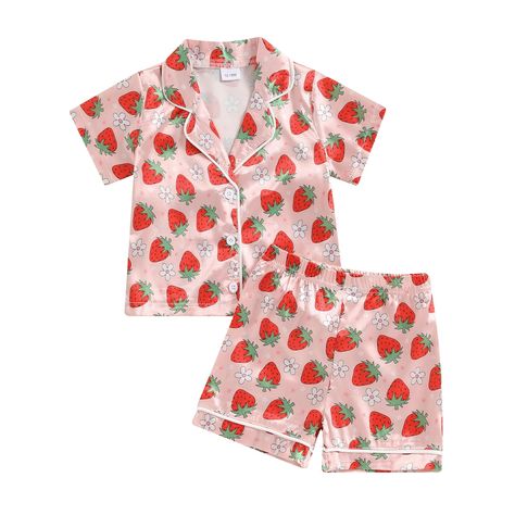 PRICES MAY VARY. Material: Toddler Baby Kids Satin Pajamas Set,Toddler girl sleepwear suit are made of polyester material, lightweight, safe to skin and easy to wash. No worrying that it will do harm to your kids' skin. Design: Kids girls sumemr pajamas, Toddler girl short pajamas outfits, short sleeve, lapel, button down closure, shirt tops, elastic band, casual shorts, the whole adopting popsicle print design, very sweet and adorable. Occasion: Pajamas sleepwear suit for Valentine's Day. Toddler girls Loungwear sets are suitable for casual home wear, family gathering, photo shoot. casual short pajamas bottoms, two piece toddler girls summer silk satin pajamas set. Gift: 2pcs summer Pajamas set for your little princess in christmas ,Valentine's Day. baby girls pajama set, toddler silk paj Flower Pajamas, Toddler Girl Pajamas, Strawberry Chicken, Rainbow Clothes, Satin Pjs, Summer Pajama Set, Pjs Set, Summer Sleepwear, Short Pajamas