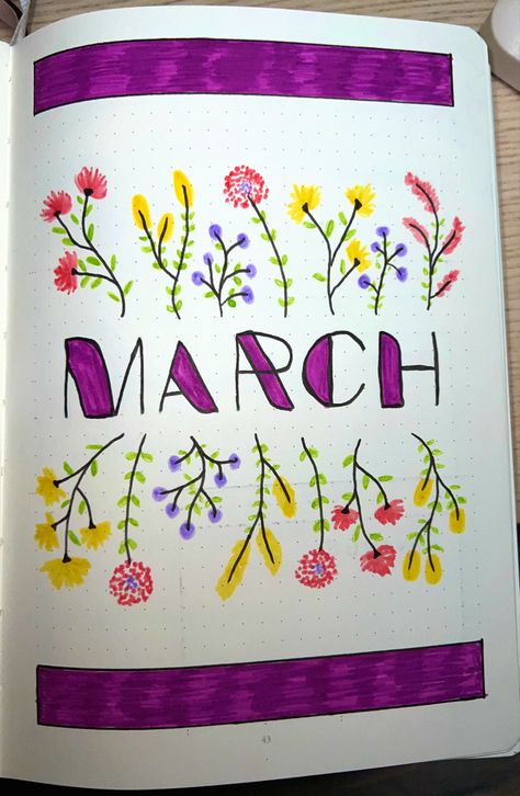 March Bullet Journal Idea, flowers March Whiteboard Ideas, March Calendar Ideas, Journaling 2024, March Calendar, Bullet Journal Work, Calendar Themes, March Bullet Journal, Bullet Journal Month, Whiteboard Calendar