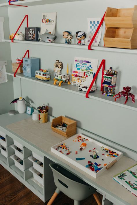 arlo’s big boy room Lego Bedroom, Rooms Decoration, Chambre Inspo, Big Boy Bedrooms, Boys Playroom, Kids Basement, Making Changes, Lego Room, Room Desk