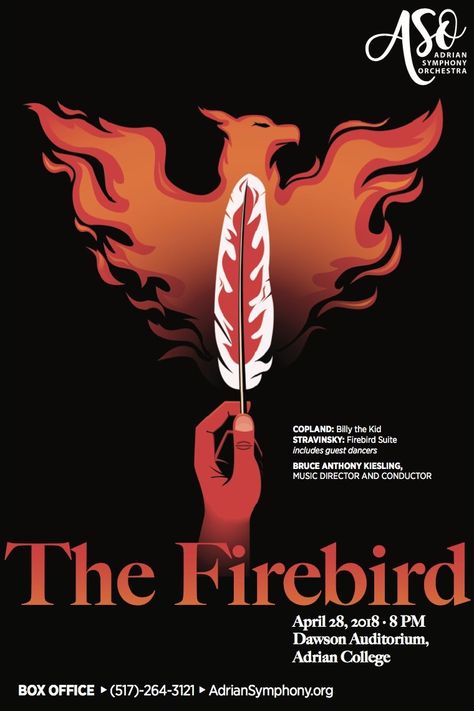 John Tomac Adrian Symphony Orchestra The Firebird #poster #russianfairytales #worldwidefame #showpiece #birdwithplumageoffire #magicfeather #illustration The Firebird, Billy The Kids, Bird Poster, Fire Bird, Symphony Orchestra, Firebird, Red Shoes, Orchestra, Art Projects