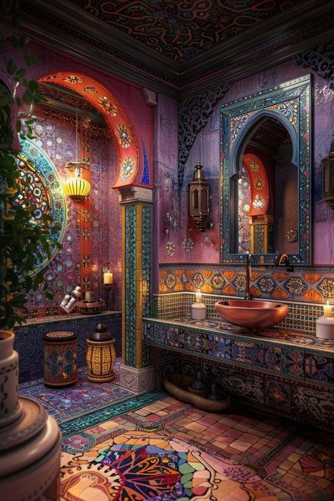 Hacienda Bathroom, Tiled Bath, Tranquil Bathroom, Moroccan Bathroom, Boho Bathroom Ideas, Lush Plants, Fantasy Rooms, Bad Inspiration, Rustic Retreat