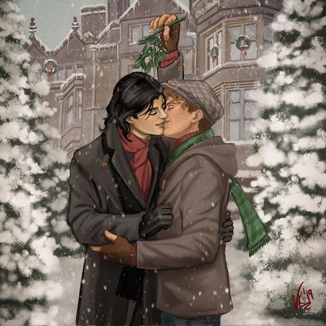 Venessa Kelley on Instagram: “Had a spare moment in the midst of #Manu mayhem to do a bit of a glow-up on last year’s holiday #Snowbaz picture. (This time, they’re…” Cary On, Carry On Book, Simon Snow, Remus And Sirius, Marauders Fan Art, Queer Books, The Sketchbook, Rainbow Rowell, Gay Books