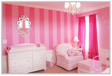 love pink and love stripes - this look is for me! Victoria Secret Bedroom, Deco Disney, Nursery Room Design, Striped Walls, Girl Nursery Room, Pink Curtains, Closet Decor, Girly Room