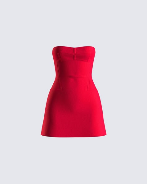 Farida Red Strapless Mini Dress#RedMiniDress #Fashion #OutfitIdea #Style #RedDress #SummerFashion #RedOutfit Timeless Short Dress, Strapless Red Mini Dress, Red Strapless Hoco Dress, Fun Mini Dress, Holiday Mini Dress, Red Strapless Mini Dress, Red Mini Dress Aesthetic, Red Strapless Dress Short, Red Mini Dress Outfit