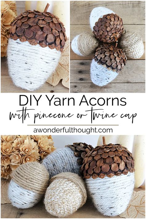 Acorn Craft: large acorns for decorating - A Wonderful Thought Elegant Crafts Ideas, Fall Trends 2023 Home, Repurposed Fall Decor, Acorns Crafts, Acorn Craft, Pinecone Crafts, Best Diy Projects, Fall Pumpkin Crafts, Fall Decor Diy Crafts