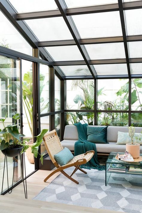 A contemporary renovation of a 1920’s home Small Conservatory Ideas, Small Conservatory, Modern Shed, Sunroom Decorating, 1920s House, Sunroom Designs, Luxe Interiors, Interior Design Firms, Garden Room