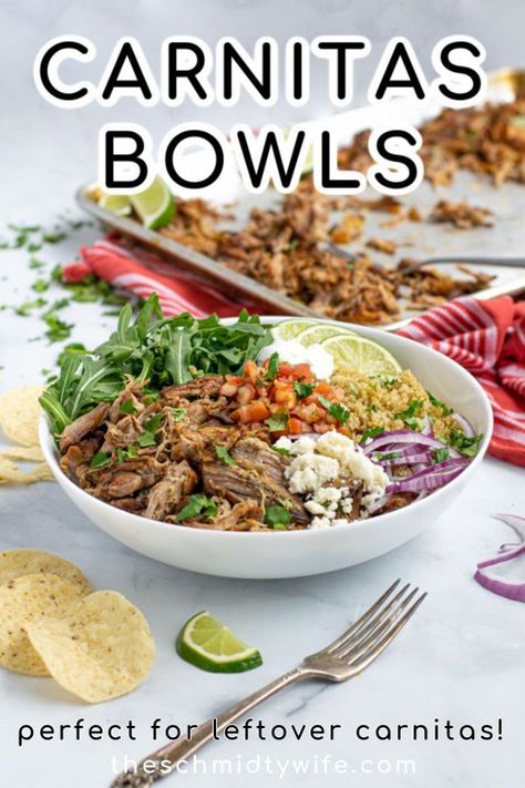 What To Do With Leftover Pork Carnitas, Leftover Carnitas What To Do With, Pork Carnitas Bowl Recipe, Pork Carnitas Bowls, Pork Carnitas Leftover Ideas, Pork Carnitas Bowl, Carnitas Leftover Ideas, Leftover Carnitas Dinner Ideas, Carnitas Dinner Ideas