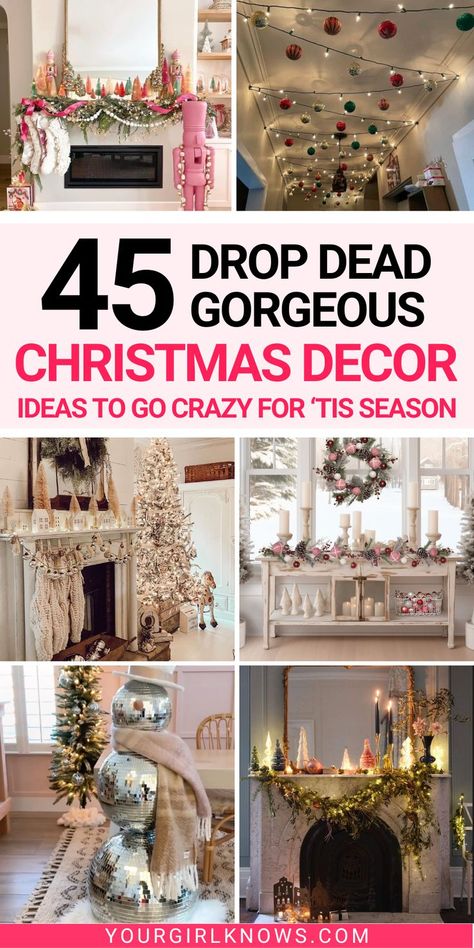 Looking for fresh and unique Christmas decor ideas to get your home looking festive and fabulous this holiday season? Discover our handpicked collection of 45 stunning Christmas decorations that'll impress the hell outta people! Clever Christmas Decorations, Grand Christmas Decor, Wooden Ladder Christmas Decor, December Aesthetic Christmas, How To Display Santa Pictures, Christmas Decor For Large Spaces, Retail Christmas Decorations, Whimsical Christmas Mantle Decor, Christmas Decor For Buffet