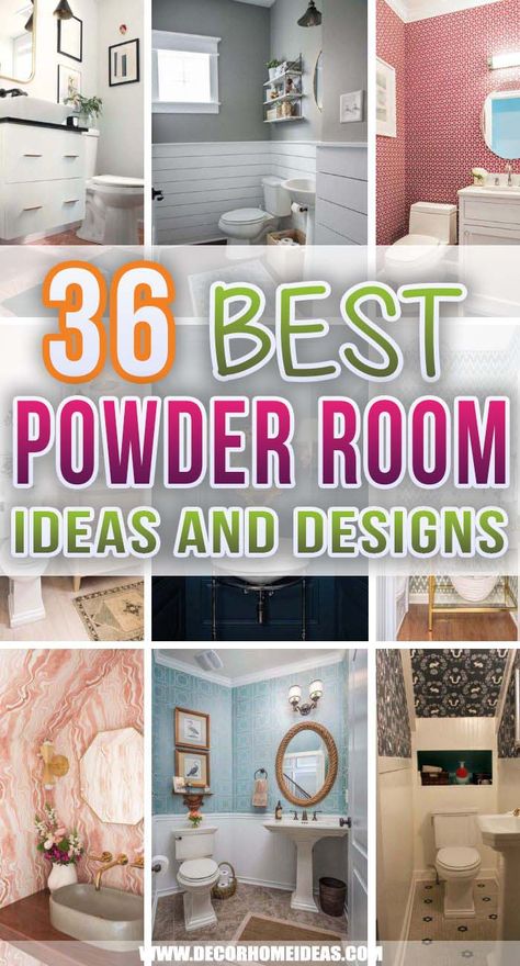 Powder Room Colour Ideas, Vanity Room Wallpaper, Small Powder Room Makeover Ideas, Powder Room Ideas Classic, Powder Room Ideas With Tile Wall, Powder Room Ideas Elegant Modern Tile, How To Decorate Small Powder Room, Ideas For Small Powder Rooms, Powder Room Theme Ideas