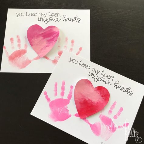 Valentine's Day handprint art for early learners. Great keepsake for parents, grandparents, and caregivers. Valentine Handprint, Preschool Valentine, Preschool Valentine Crafts, Toddler Valentine Crafts, Valentines Theme, Valentine Art Projects, Valentine Art, Infant Room, February Crafts