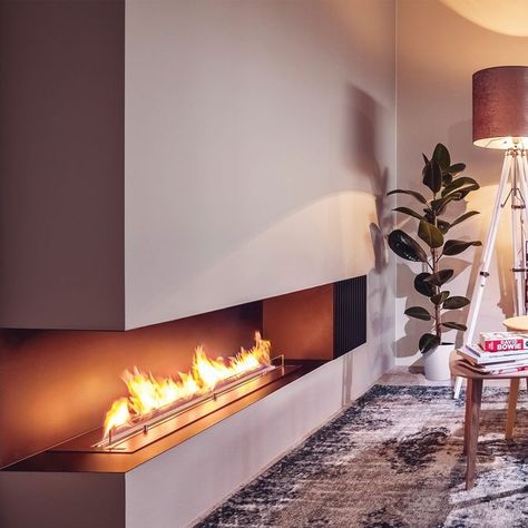 Eco Fireplace, Biofuel Fireplace, Cement Sink, Sitting Room Inspiration, Design Camino, Cabin Garden, Corner Door, Solar Home, Contemporary Living Room Design