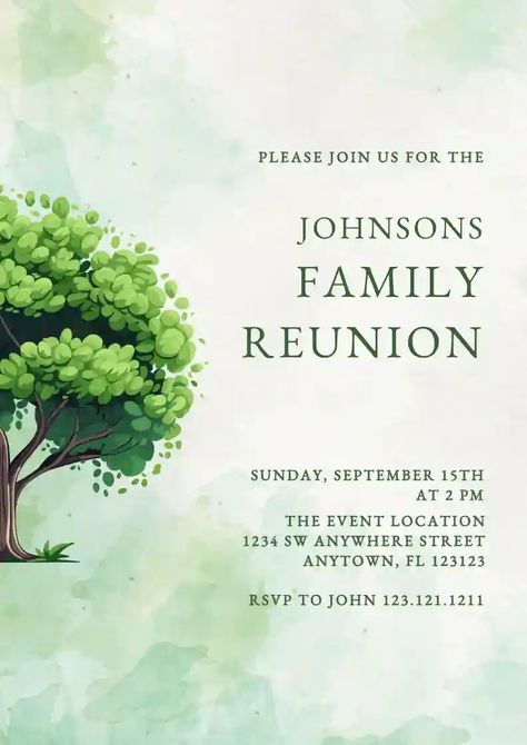 Reunion Template, Family Reunion Invitations Templates, Reunion Invitation, Family Reunion Invitations, Reunion Invitations, Online Invitation, Family Meeting, Invitation Maker, Johnson Family