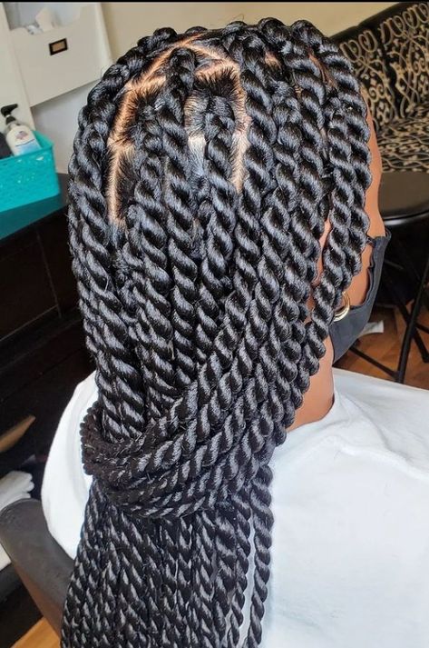 Big Twisted Braids, Rope Twist Box Braids, Medium Sized Senegalese Twists, Soft Senegalese Twists, Big Senegalese Twists Braids, Small Twist Braids Hairstyles Senegalese, Big Box Twists Hairstyles, Singles Twist Braids African Americans, Boxed Twist Braids