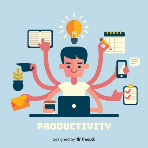 Modern productivity concept with flat design Free Vector Productive Illustration, Productivity Illustration, Multitasking Illustration, Seo Guide, Isometric Design, Education Logo, Responsive Web Design, Responsive Web, Website Layout