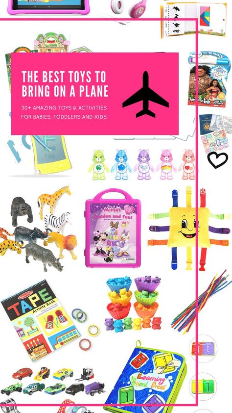 Consider this the ultimate guide to the very best toys, games, and activities to bring on a plane for your babies, toddlers, and kids. #travelwithkids #travel #flyingwithkids #flyingwithbaby #traveltoys #planetoys #airplanetoys #whattobringonaplane | glitterinc.com | @glitterinc Travel Activities For Toddlers, Airplane Entertainment, Plane Toys, Plane Trip, Airplane Activities, Trip Activities, Baby Glitter, Flying With Kids, Toy Plane