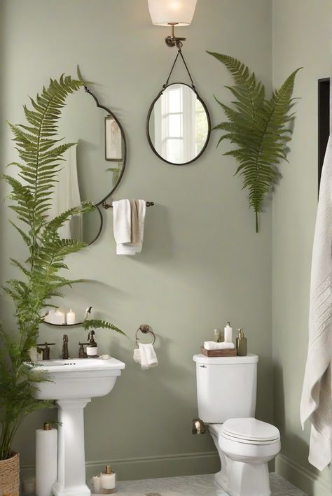 Step into your very own Soft Fern Sanctuary with Bathroom Bliss! Explore the calming hues of BM 2144-40 as we delve into the daily routine of an interior designer. #Ad #homedecor #homedesign #bathroom #Painthome interiorarchitecture best Wall Colors for Bathroom Colors Bright Room Colors best colors combinations bathroom bathroom Remodeling Modern Paint Colors 2024 2 Tone Bathroom Walls, Light Bathroom Paint Colors, Green Bathroom Paint Colors, Color Drenched Bathroom, Bathroom Color Inspiration, Bright Bathroom Paint Colors, Small Bathroom Color Schemes, Bathroom Wall Color, Paint For Bathroom