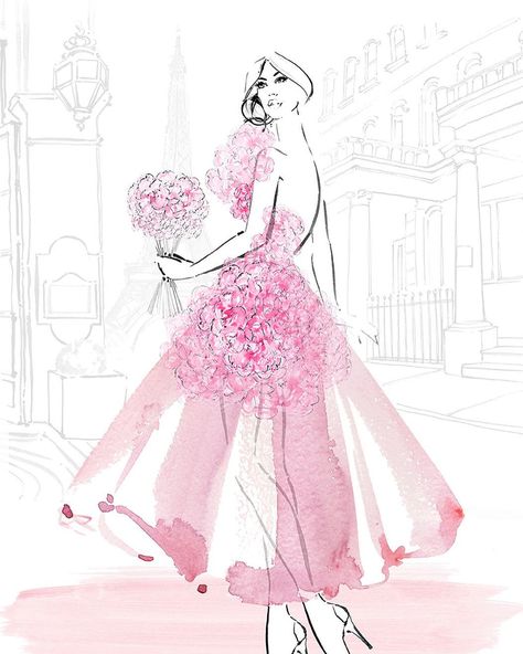 1,478 Likes, 8 Comments - Kerrie Hess Illustrator (@kerriehessillustration) on Instagram: “Friday peonies...” Megan Hess Illustration, Coquette Pfp, Kerrie Hess, Pink Dior, Vintage Coquette, Megan Hess, Watercolor Fashion, Fashion Art Illustration, Fashion Illustrator