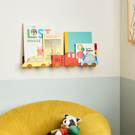 Car Shelf (25") Car Toddler Room, Boys Car Bedroom, Car Shelf, Boy Car Room, Car Themed Nursery, Modern Kids Room Design, Car Nursery, Boy Toddler Bedroom, Kids Shelves