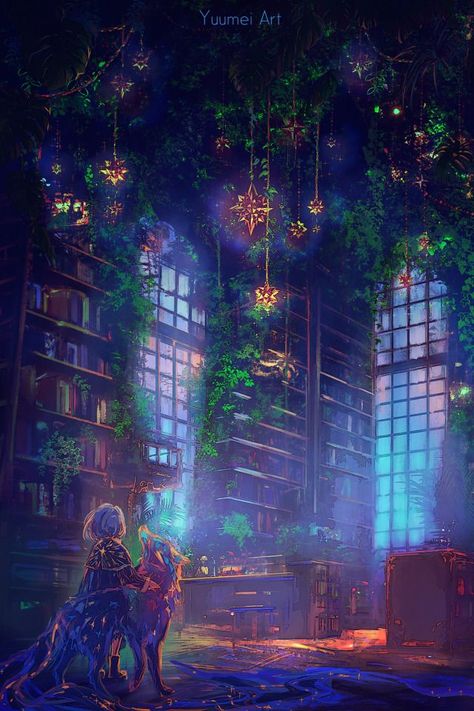 @yuumei-art on Tumblr Yuumei Art, Magical Library, Local Library, Fantasy Places, Fantasy Art Landscapes, Fantasy Artwork, Fantasy Landscape, Scenery Wallpaper, Anime Background