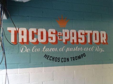 Al Pastor Tacos, Mexican Graphic Design, Pastor Tacos, Mexican Restaurant Design, Taco Shop, Retro Caravan, Sign Maker, Restaurant Menu Design, Mexican Designs