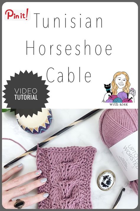 The Tunisian Crochet Horseshoe Cable creates a beautiful and flowing cable that is absolutely beautiful. Add this cable to beanies, scarves and more. Written pattern link in the description box of the video tutorial. #tunisiancrochet #crochetcable #tunisianhorseshoecable Crochet Horseshoe, Clover Stitch, Tunisian Knit Stitch, Crochet Cables Pattern, Crochet Star Blanket, Tunisian Crochet Patterns, Tunisian Crochet Stitches, Crochet Edging Patterns, Crochet Cable