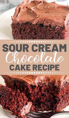 Cake Recipe With Sour Cream, Cream Chocolate Cake, Fancy Baking, Sour Cream Chocolate Cake, Homemade Chocolate Frosting, Choc Cake, Chocolate Cake Recipe Moist, Chocolate Sheet Cake, Sour Cream Recipes