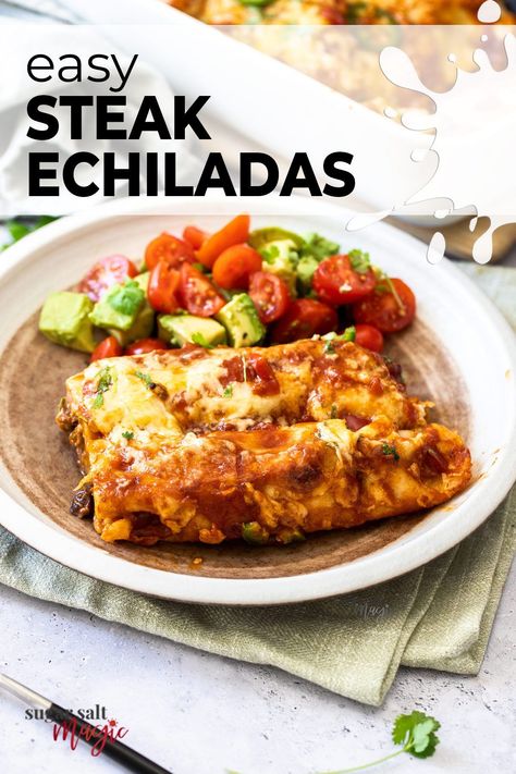 Steak Enchiladas Recipe, Chicken Enchiladas Recipes, Steak Enchiladas, Easy Mexican Dishes, Enchiladas Recipes, Enchiladas Easy, Easy Chicken Enchiladas, Easy Chicken Enchilada Recipe, Chicken Enchiladas Recipe