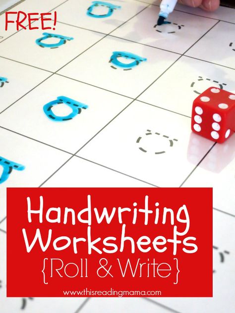 FREE Handwriting Worksheets {Roll and Write 20-Grids} - This Reading Mama Free Printable Handwriting Worksheets, Free Handwriting Worksheets, Roll And Write, Printable Handwriting Worksheets, Centers Kindergarten, Learn Handwriting, Teaching Handwriting, Alphabet Centers, Handwriting Activities