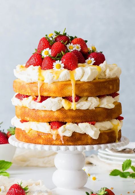 The Loopy Whisk, Cake With Fresh Strawberries, Loopy Whisk, Gluten Free Lemon Cake, Strawberry Lemon Cake, Strawberry Lemonade Cake, Lemonade Cake, Cake Summer