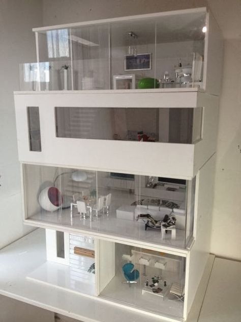 Miaim - MiPad Ultra Modern Doll’s House Kandang Hamster, Lps Houses, Modern Doll House, Modern Miniatures, Future People, Modern Dolls House, Mini Houses, Mini Moderns, Doll House Plans