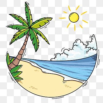 Beach Cartoon, Cartoon Summer, Beach Clipart, Cartoon Clouds, Sun Illustration, Beach Illustration, Cartoon Png, Summer Poster, Illustration Cute